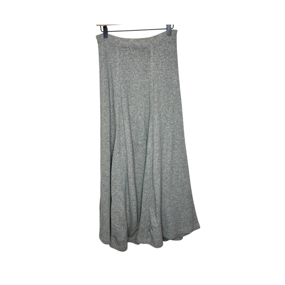 Vintage Liz Sport Skirt Womens L Gray Lambswool Blend Pleated Knit Maxi A-Line